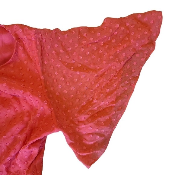 KATE SPADE Coral silk blend Clipped Chiffon A- Line Dress size 6 - Picture 8 of 10